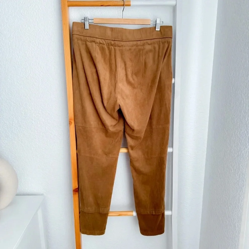 Raffaello Rossi Faux Suede Candice Jogger Pants Drawstrings Camel Brown